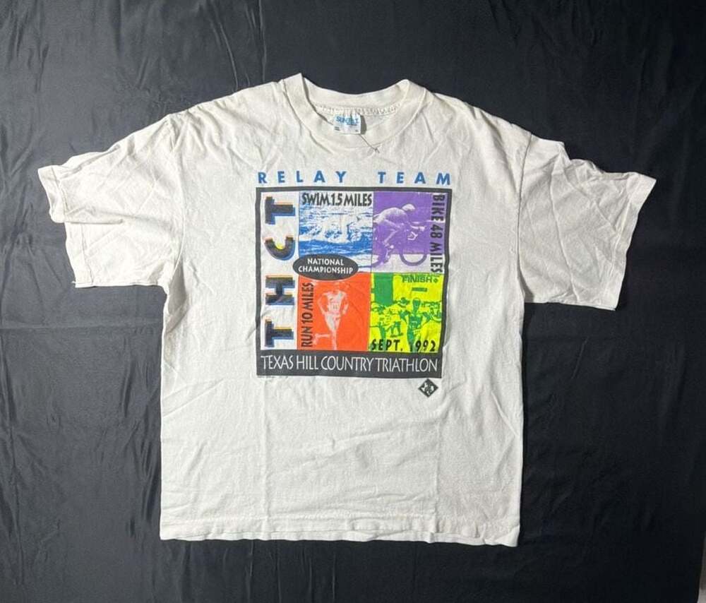 Vintage 1992 Texas Hill Country Triathlon Relay Team T-Shirt
